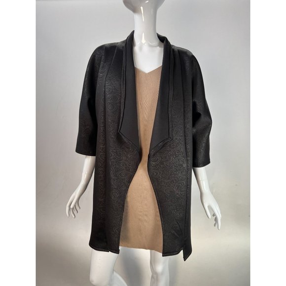 Kimono Styled custom Made Jacket Size Lg Black Neoprene - Picture 1 of 16